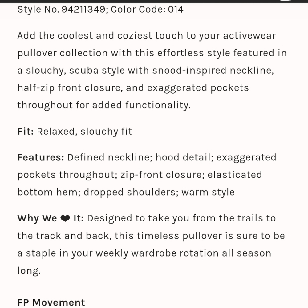 FP Movement Free People Wild and Free Pullover size L color is Cashmere / Cream - Picture 8 of 17